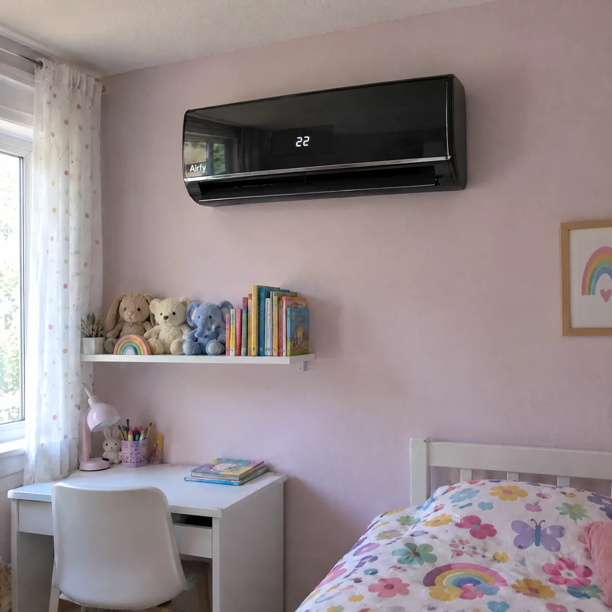 AirFy Wandheizgerät an der Wand im Kinderzimmer